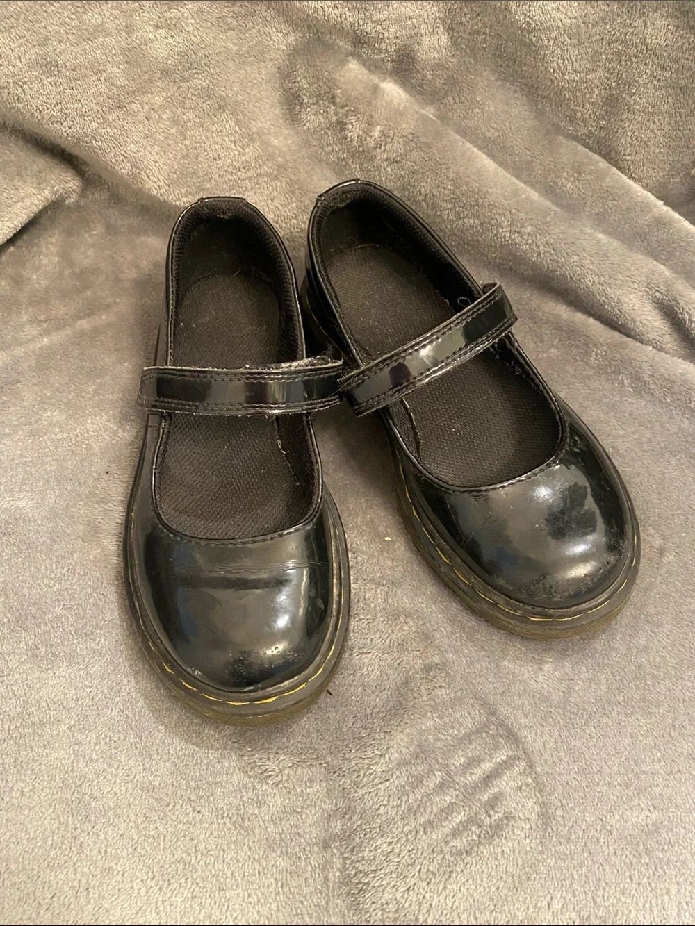 Dr. Martens Black Patent Mary Jane Kids Shoes with Strap